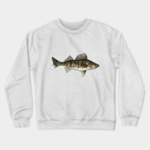 Walleye Crewneck Sweatshirt by FishFolkArt